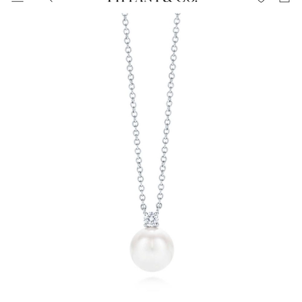 Tiffany Pearl Pendant with Diamond in White Gold